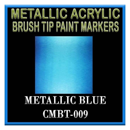 METALLIC BLUE - Metallic Acrylic Fine Brush tip Paint Pens FRONTLINE GAMES