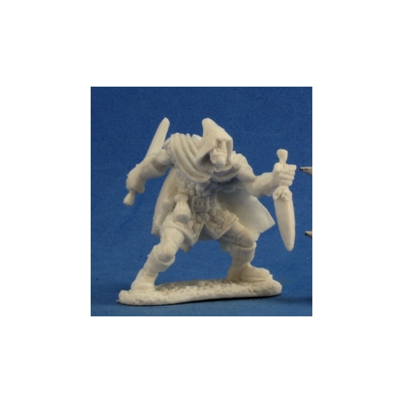 Minatura Reaper Bones Jurden Half Orc Paladin – 50mm, 25mm Heroic Scale, Non Dipinta (77438)